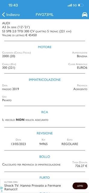 Audi S3 SPB 2.0 TFSI 300 CV quattro S tronic