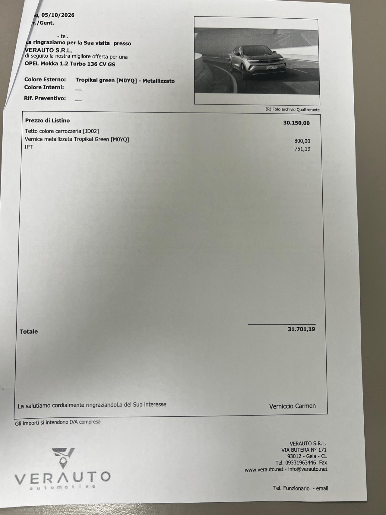 Opel Mokka 1.2 136CV GS - possibilità noleggio no scoring
