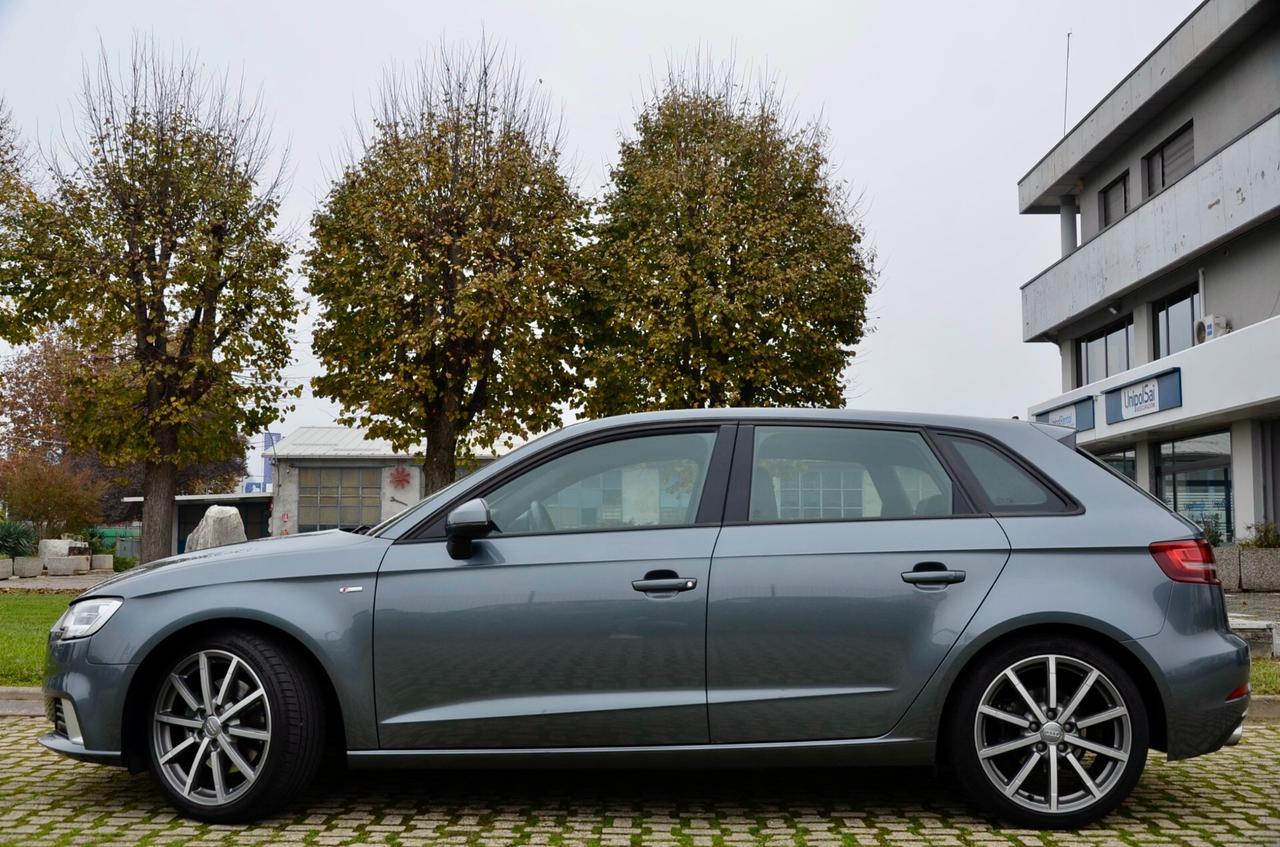 Audi A3 SPB 2.0 TFSI quattro 190cv S tronic S-LINE INTERIOR, UFF ITALIANA, EURO 6B, DRIVE SELECT, PERMUTE