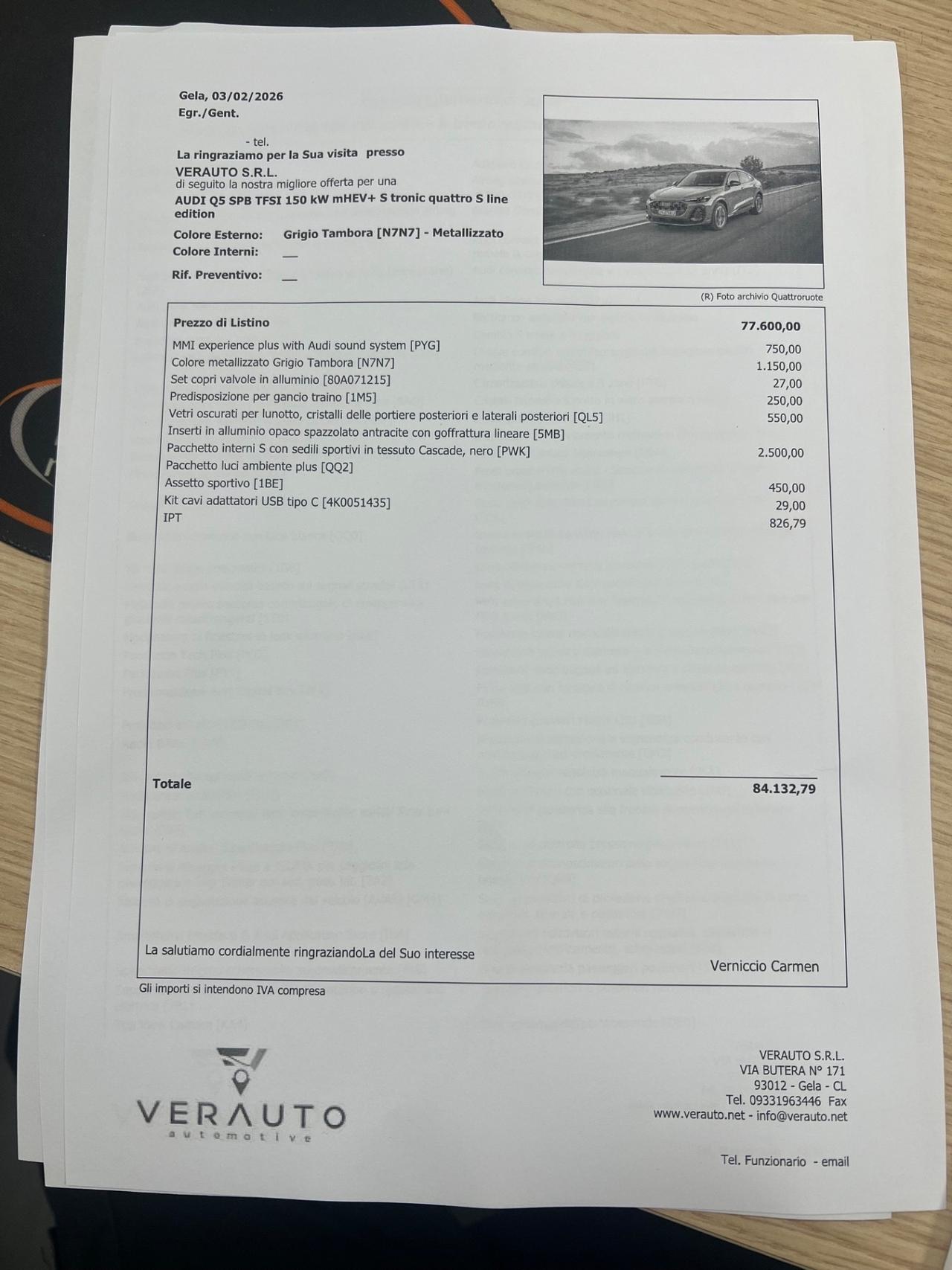 Audi Q5 SPB TFSI Sline 150 kW S tronic quattro Possibilità noleggio no scoring