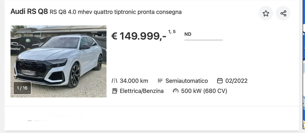 AUDI RSQ8 V8 - PIU IVA 22% - PREZZO TOP EUROPA