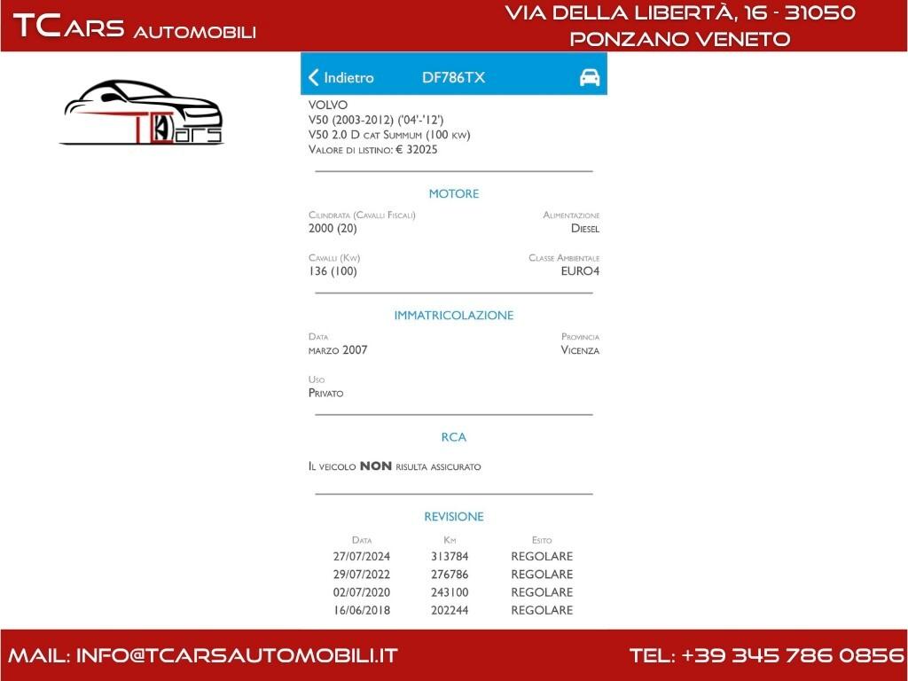 VOLVO V50 - PASSAGGIO DI PROPRIETÀ INCLUSO