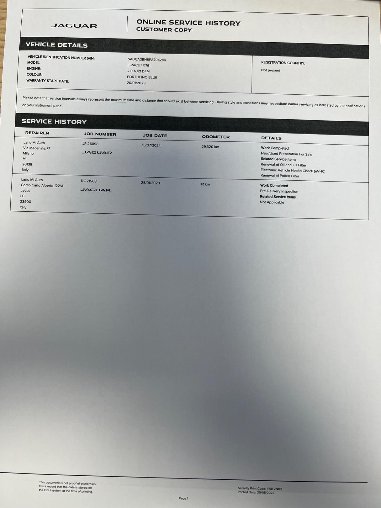 Jaguar F-Pace R-Dynamic S possibilità noleggio no scoring