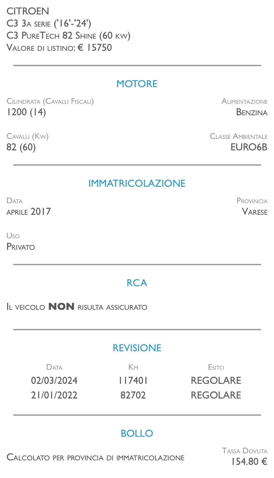 Citroen C3 PureTech 82 Shine - NEOPATENTATI