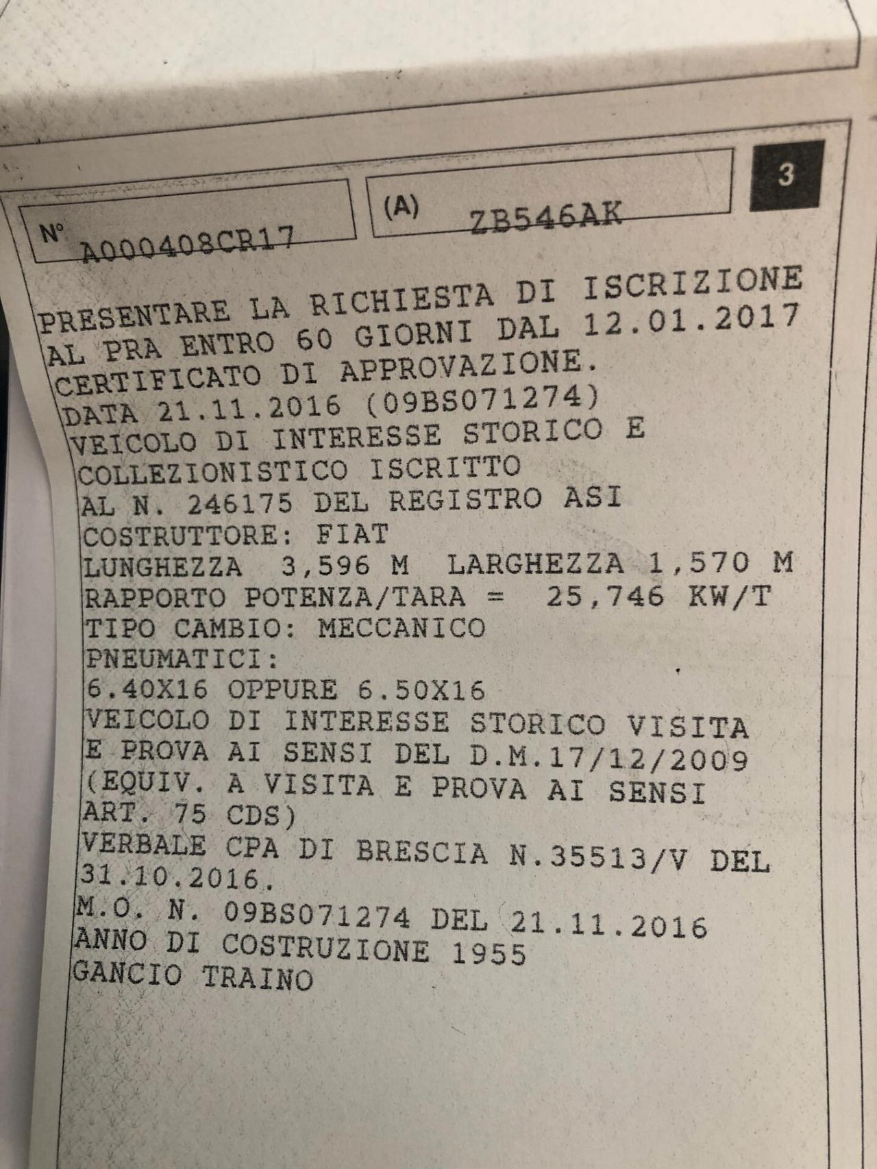 Fiat Campagnola 2.5 diesel torpedo lunga autocarro