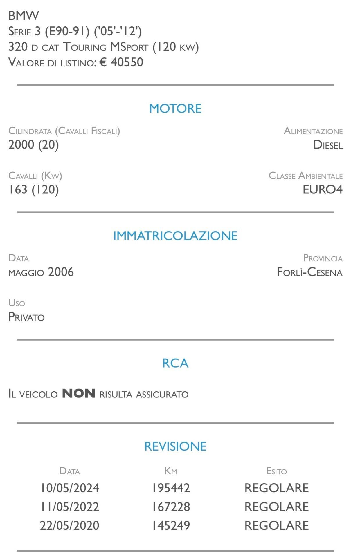 Bmw 320 320d cat Touring Futura - UNICO PROPRIETARIO