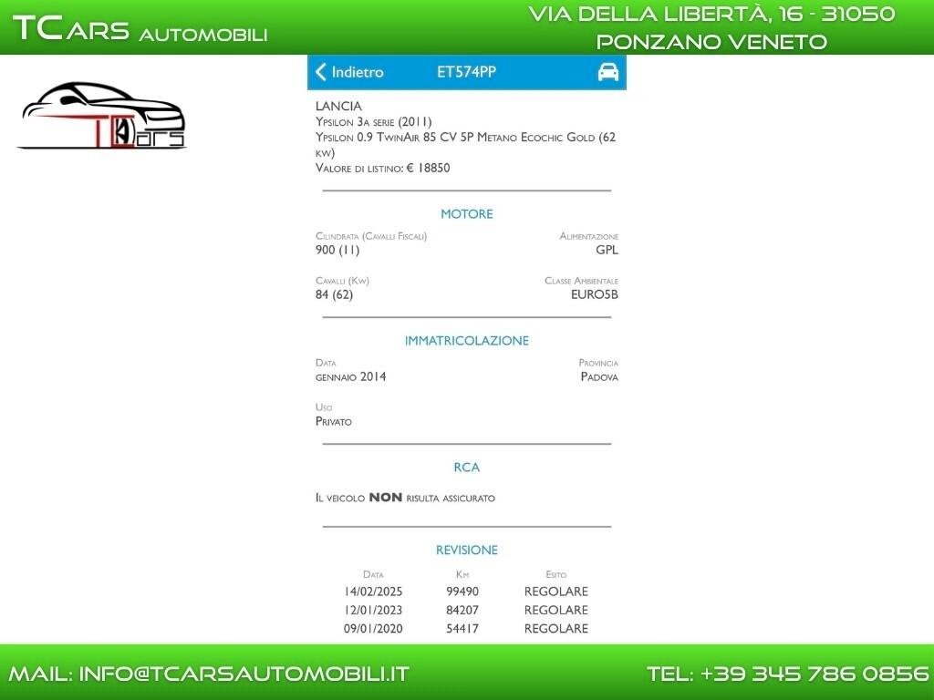 LANCIA YPSILON 0.9 BENZ-NEOPATENTATI-GOMME NUOVE