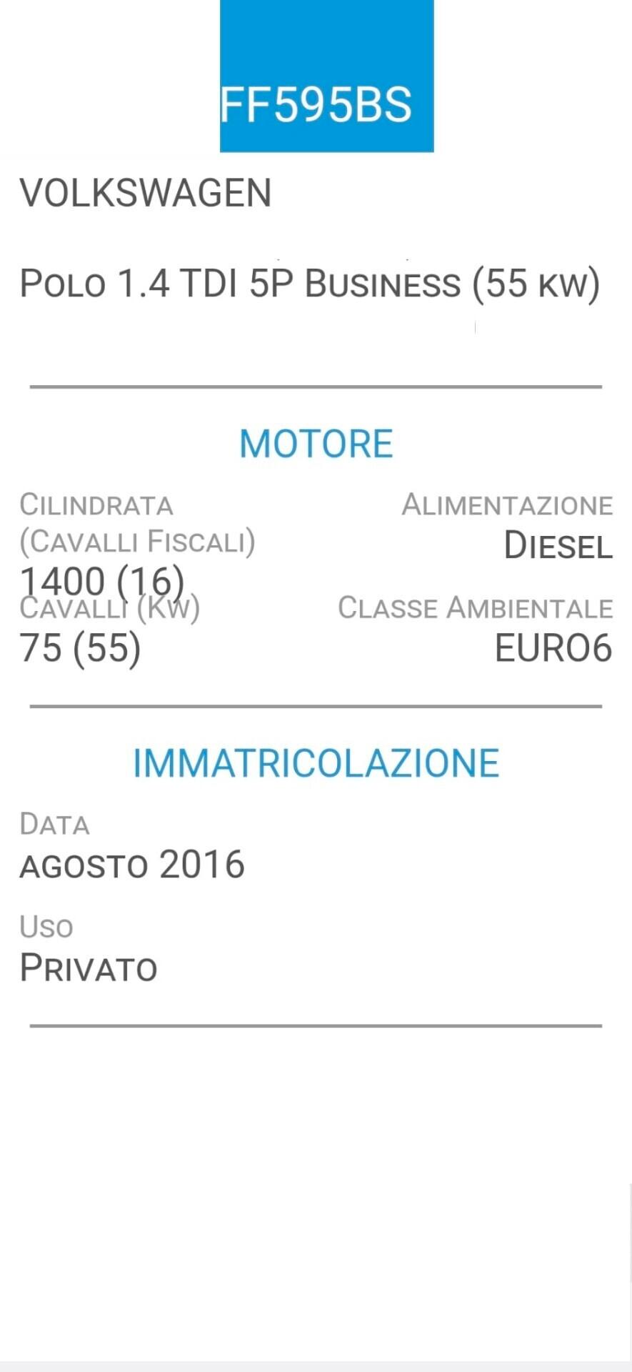 VOLKSWAGEN POLO 1,4 TDI-UNICA PROPRIET-EURO 6