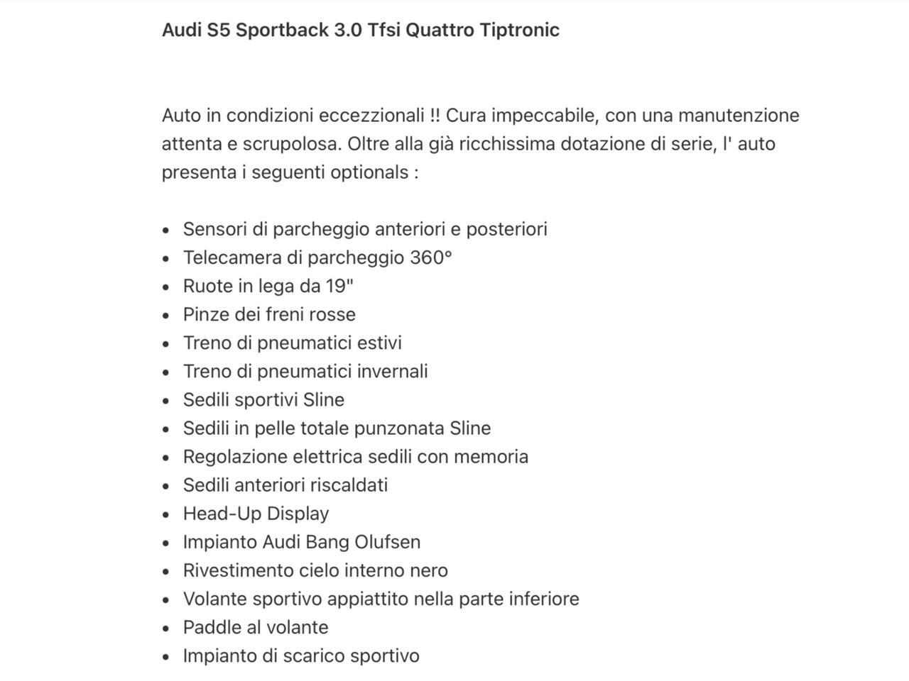 AUDI S5 SPORTBACK 3.0 TFSI 4x4 PERFETTA