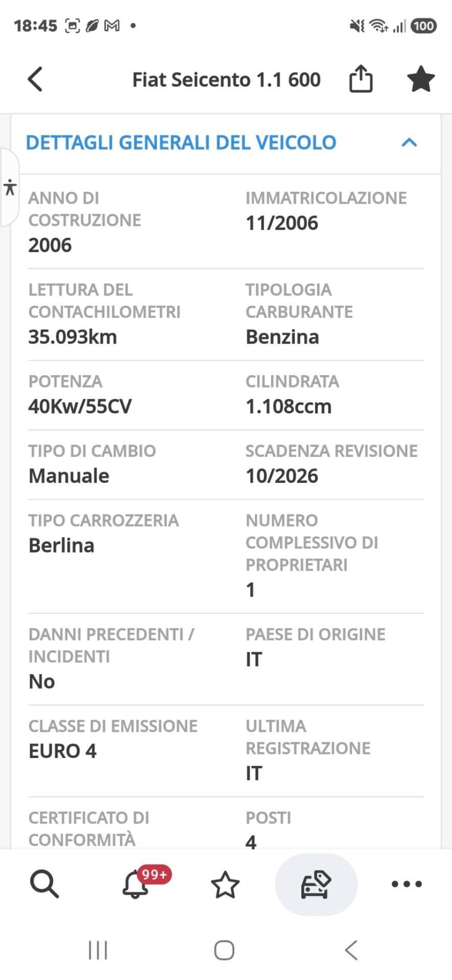 Fiat Seicento 600 III 2005 1.1 Active (class)