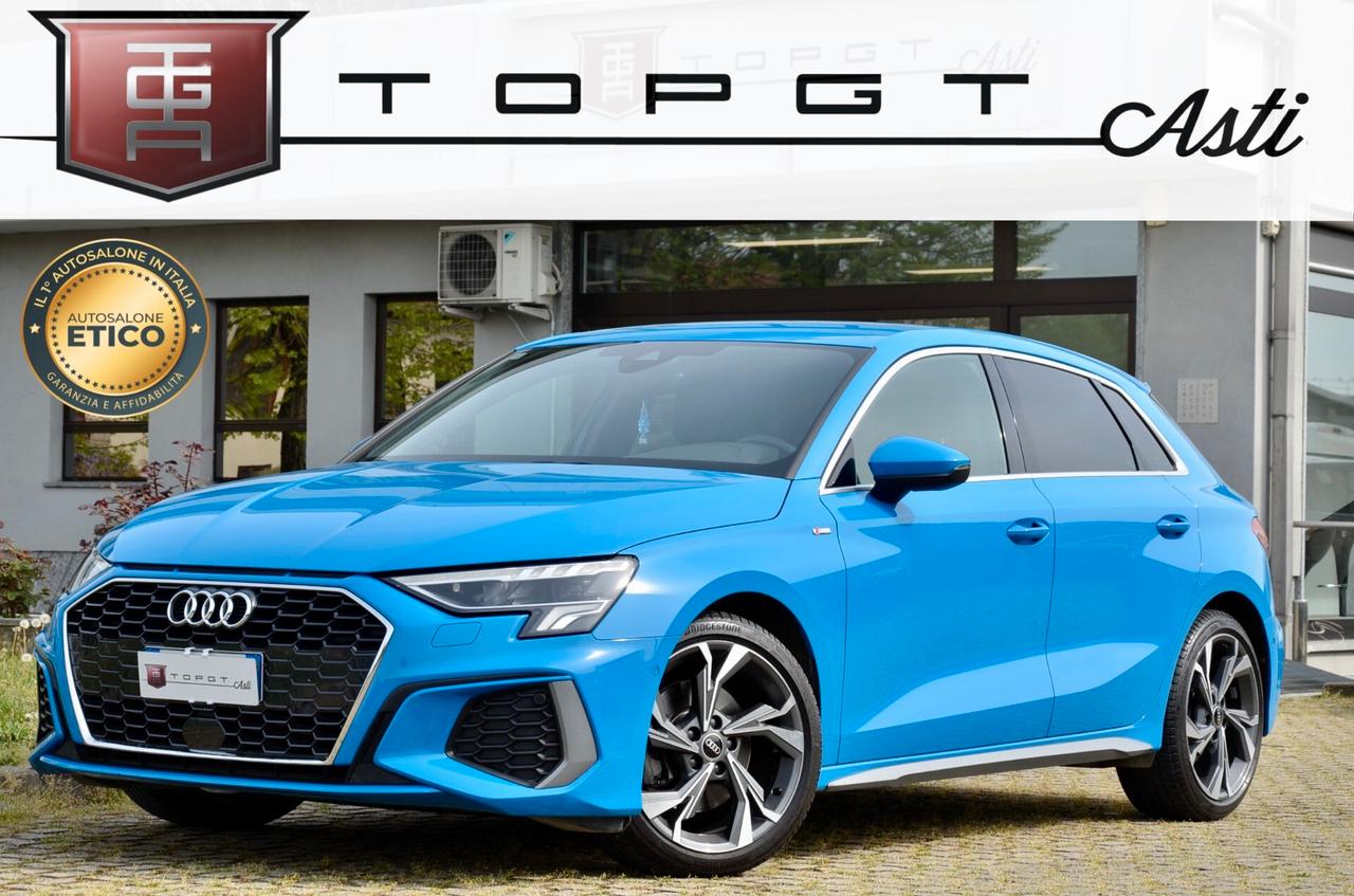 AUDI A3 SPB 30 1.0 TFSI S-LINE EDITION 110cv, UNICOPROPRIETARIO, SERVICE AUDI, UFF ITALIANA, EURO 6D, NAVI, RETROCAMERA, 18", PERMUTE