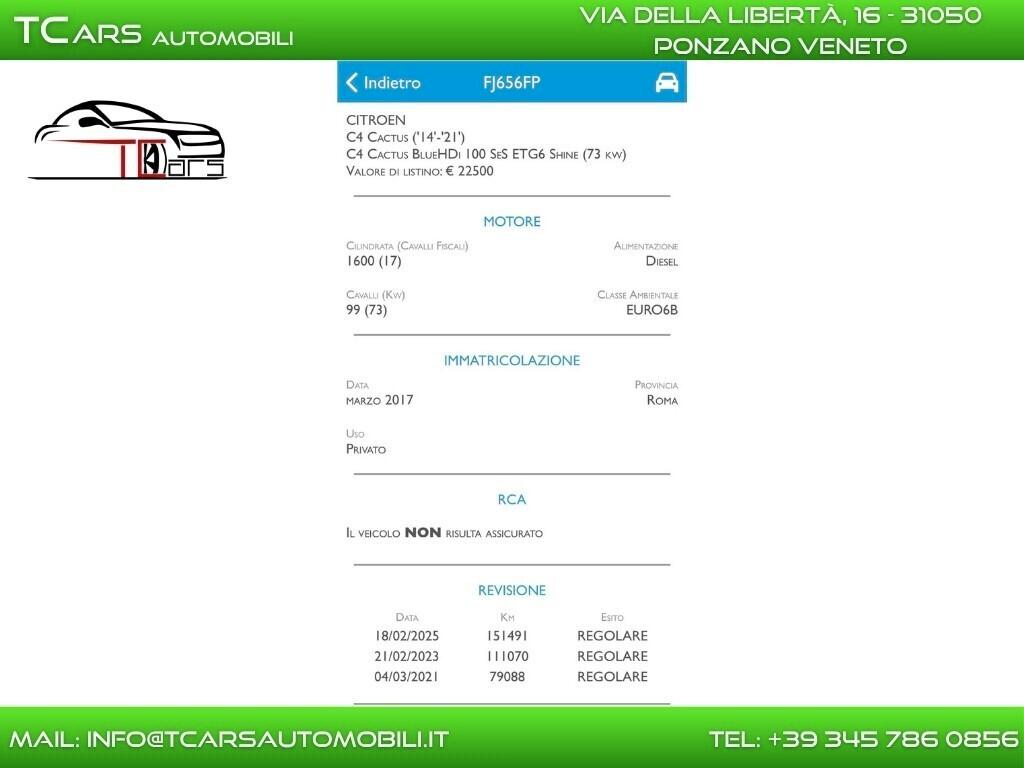 CITROEN C4 CACTUS AUTOMATICA-TETTO PANORAMICO