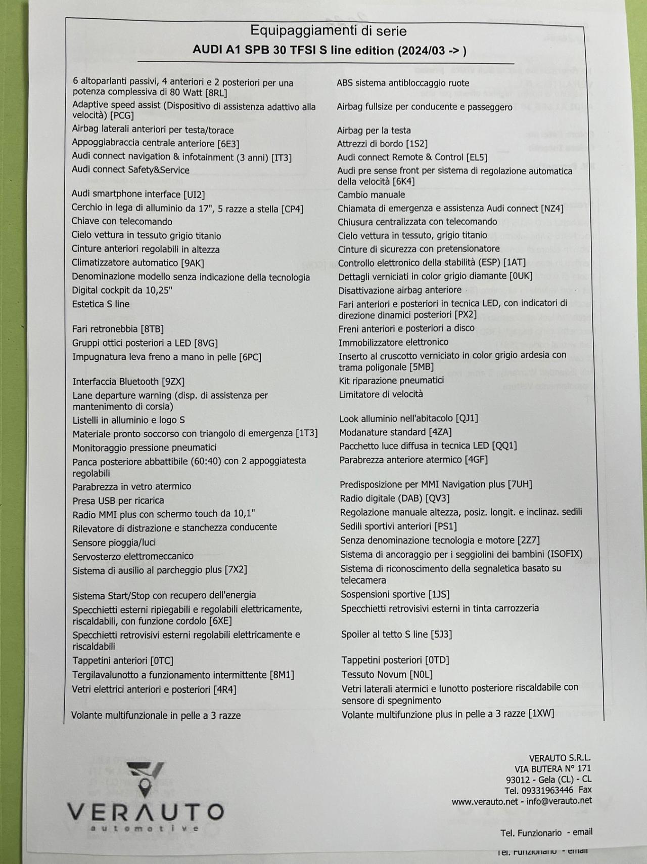 Audi A1 Spb 30 SLine possibilità noleggio no scoring