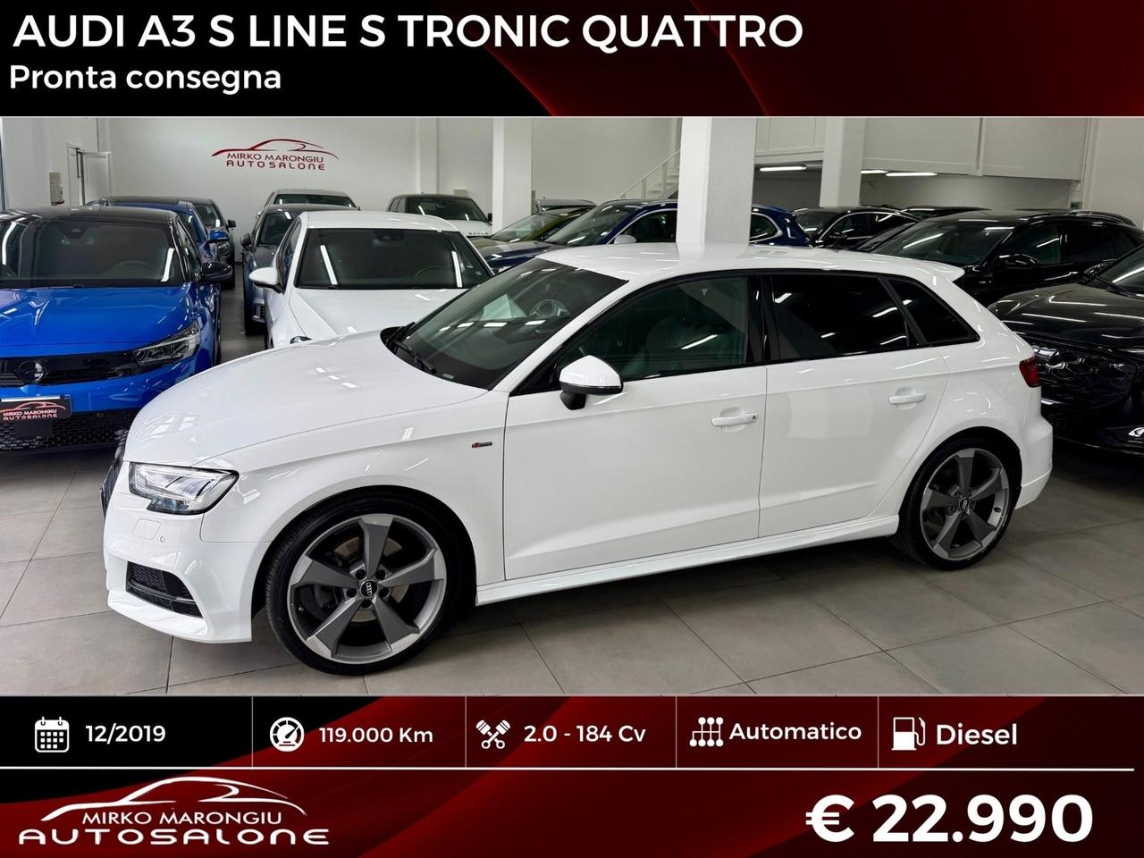Audi A3 SPB 2.0 184cv quattro S tronic FINANZIABILE