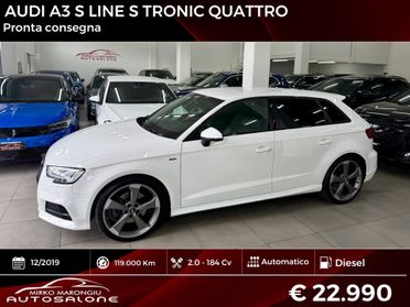 Audi A3 SPB 2.0 184cv quattro S tronic FINANZIABILE