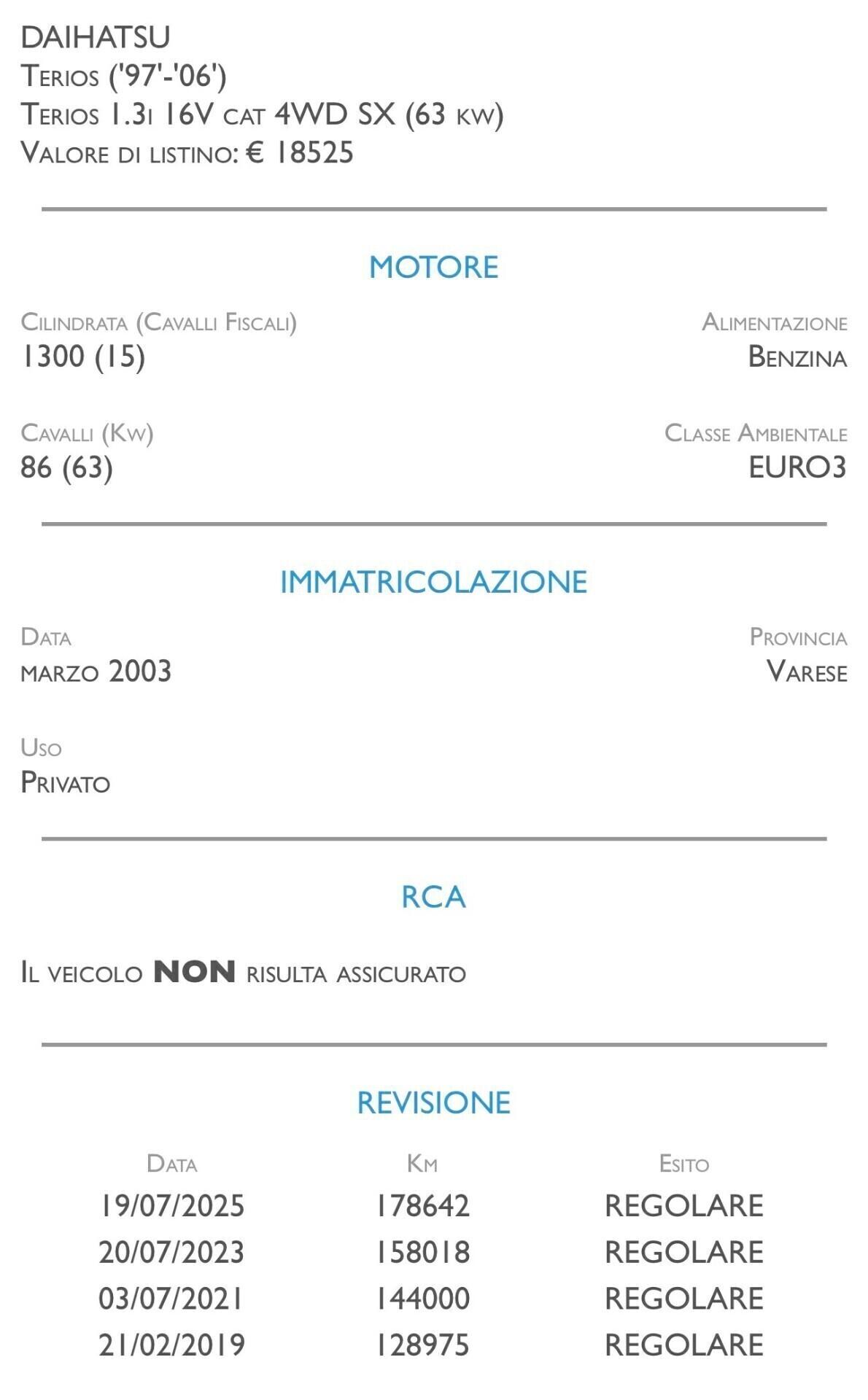 Daihatsu Terios 1.3i 16V cat 4WD SX - UNICO PROPRIETARIO