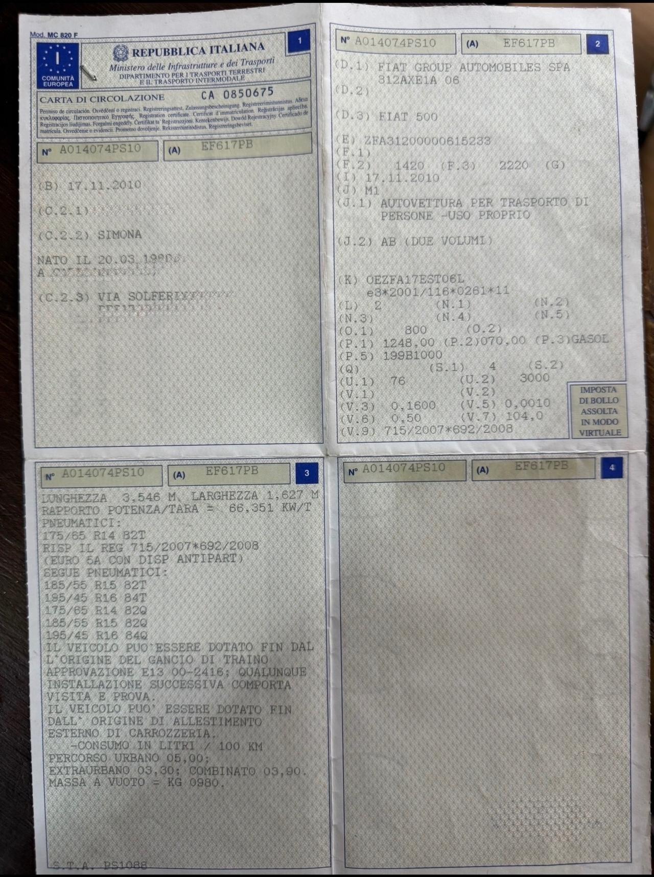 Fiat 500 Diesel 1.3 Multijet tetto panoramico Neopatentati