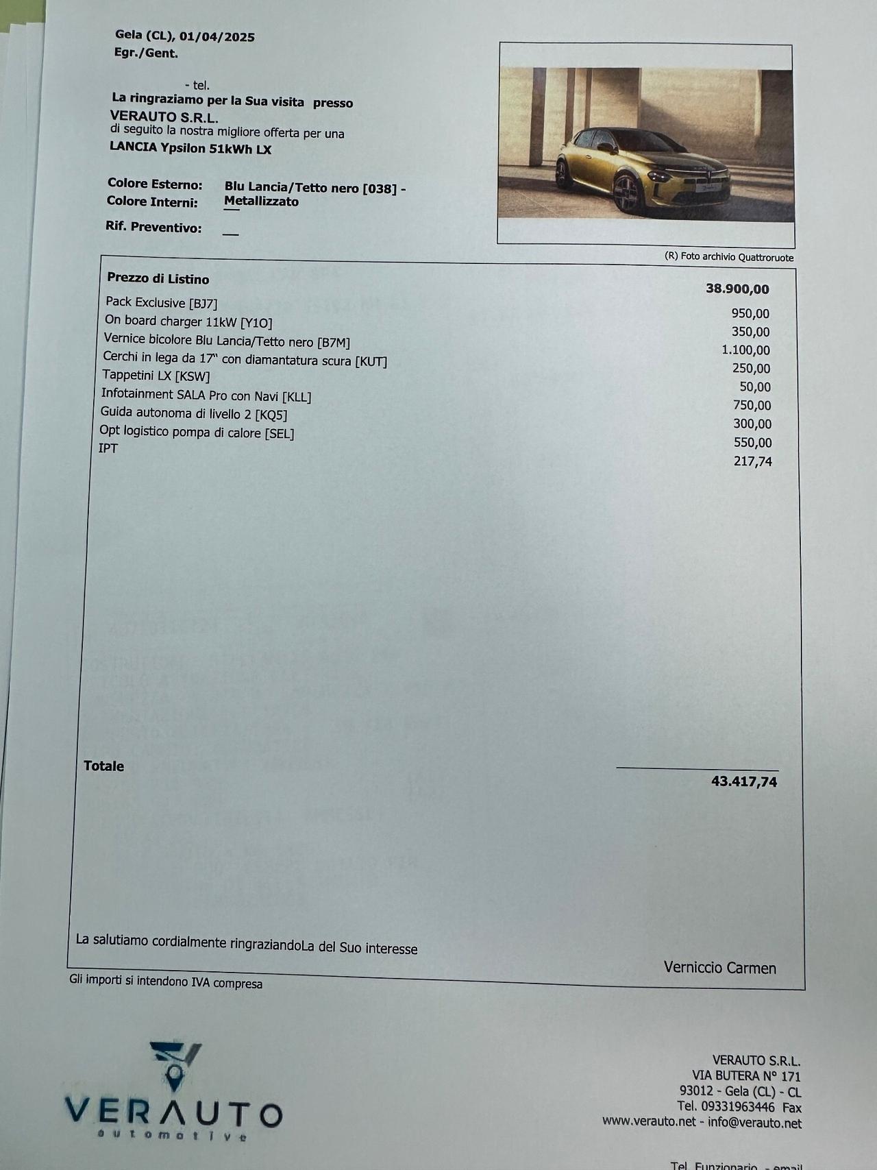 Lancia Ypsilon 51kWh LX offerta T-Stock prezzo imperdibile