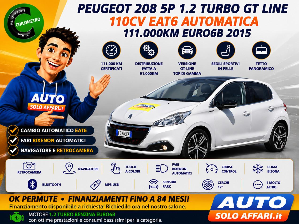 Peugeot 208 5 Porte 208 5P 1.2 TURBO GT LINE 110CV EAT6 AUTOMATICA EUR6B NAVI/CAMERA/TETTO