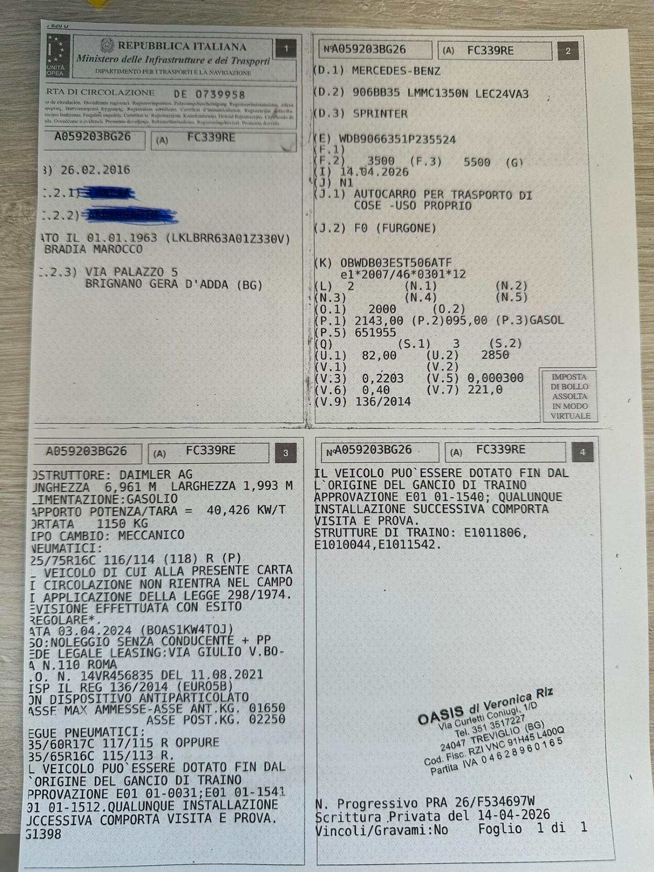 Mercedes-benz Sprinter F43/33 313 CDI TA Furgone Pro extralong