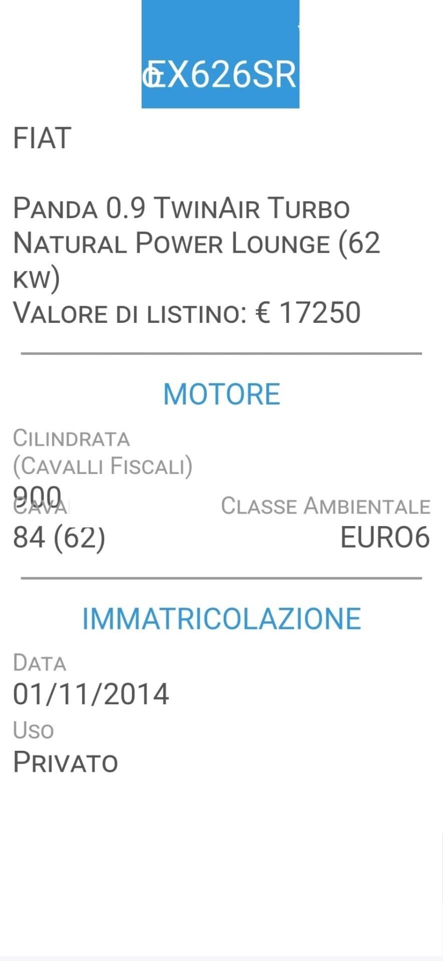 FIAT PANDA 0,9 Natural P-UNICA PROPR-4 REVISIONI