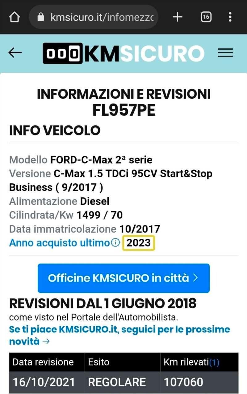 Ford C-Max7 1.5 TDCi - PARI AL NUOVO - unico proprietario