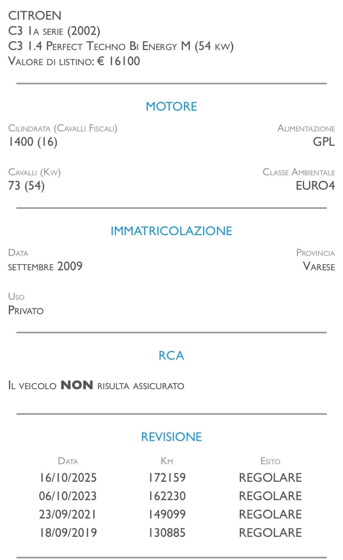 Citroen C3 1.4 Perfect Techno Bi Energy M - METANO - UNICO PROPRIETARIO