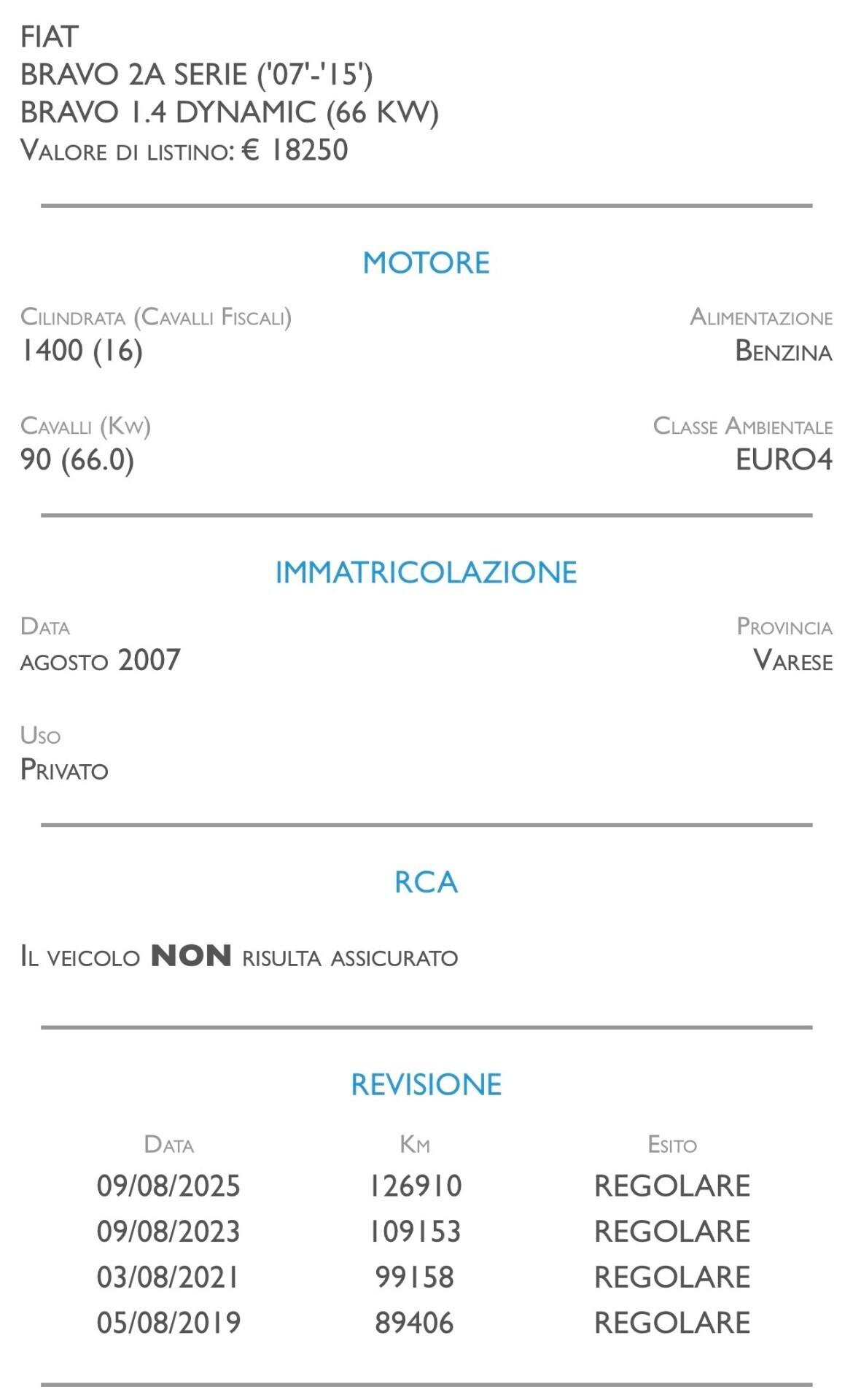Fiat Bravo 1.4 Dynamic - UNICO PROPRIETARIO