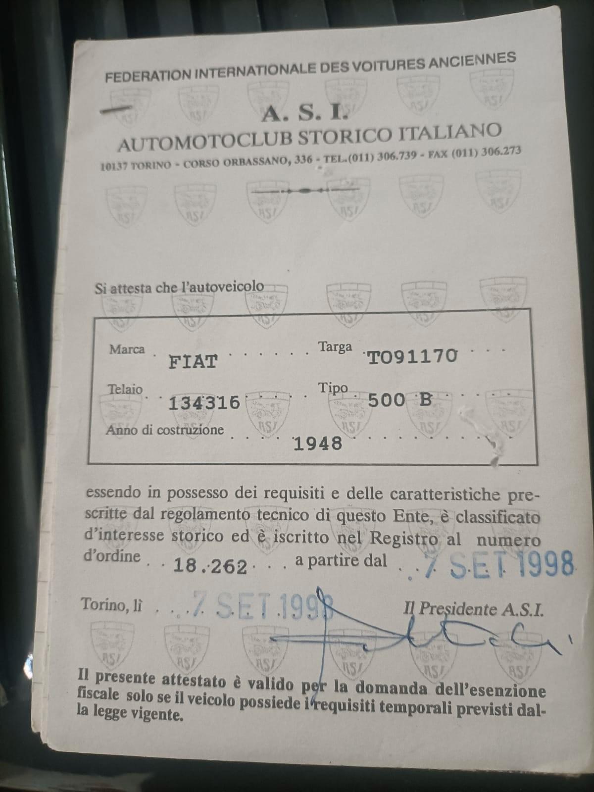 FIAT 500 TOPOLINO ** B **