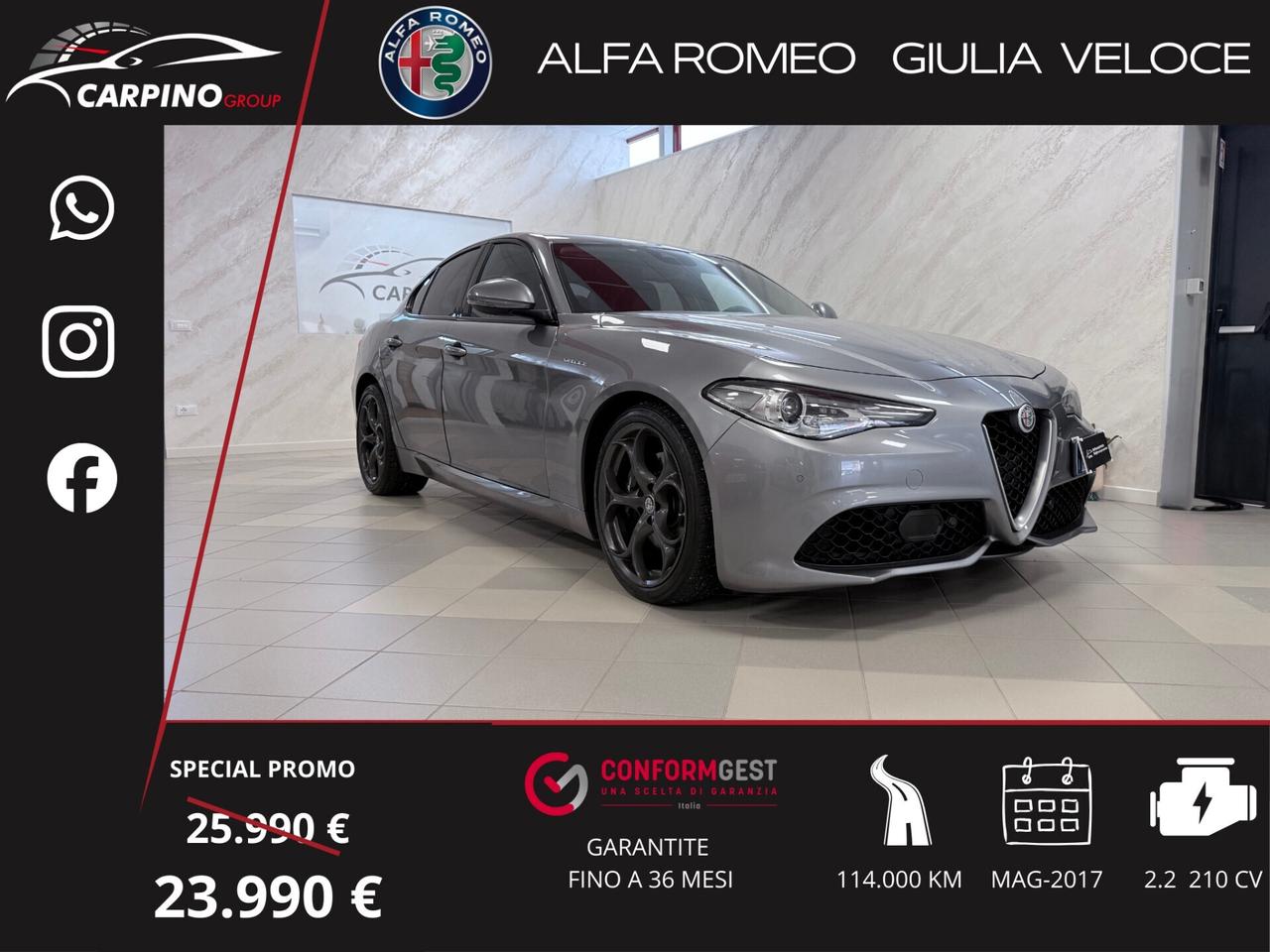 Alfa Romeo Giulia 2.2 Turbodiesel 210 CV AT8 AWD Q4 Veloce