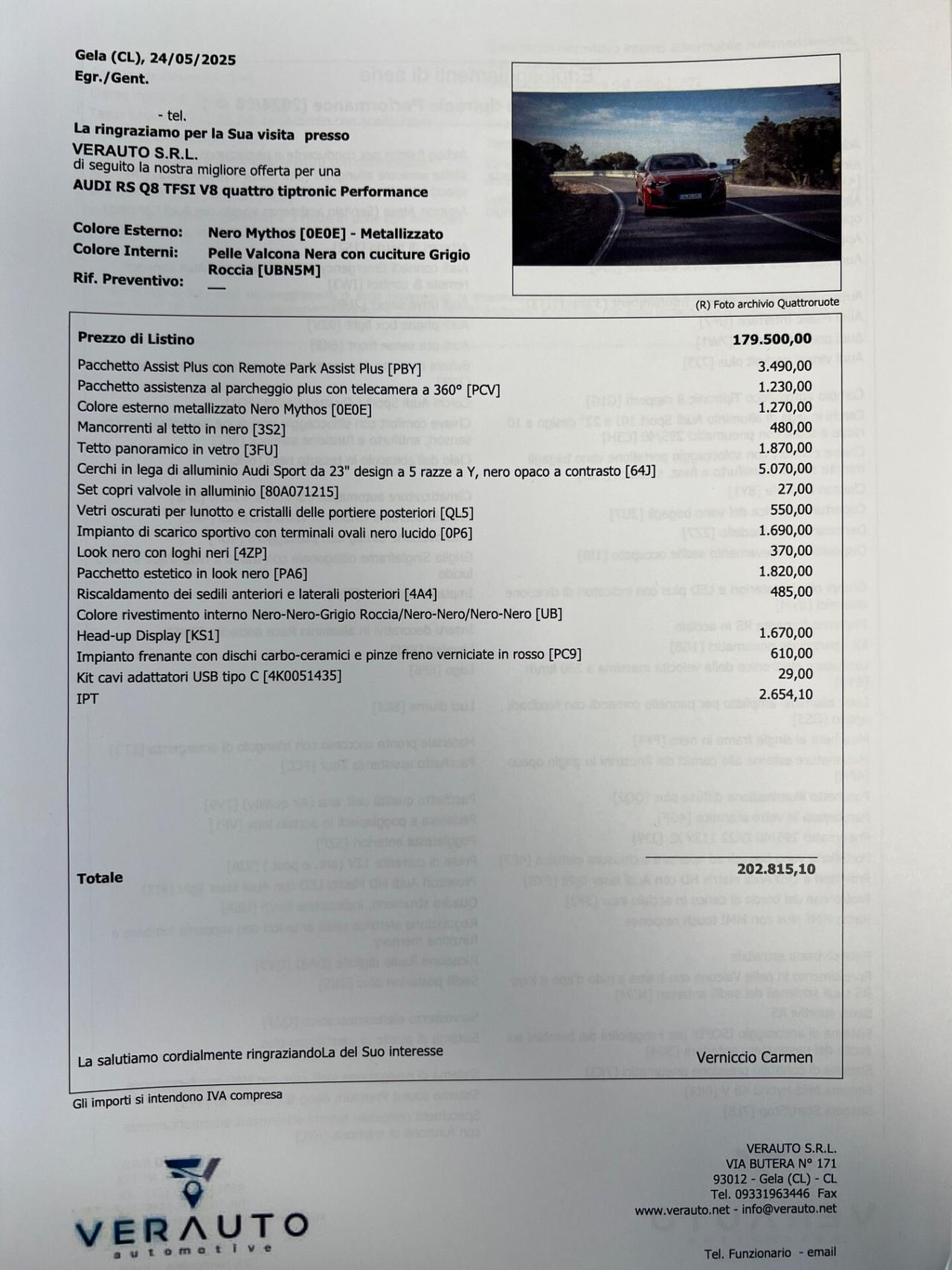 Audi RSQ8 performance possibilità noleggio no scoring