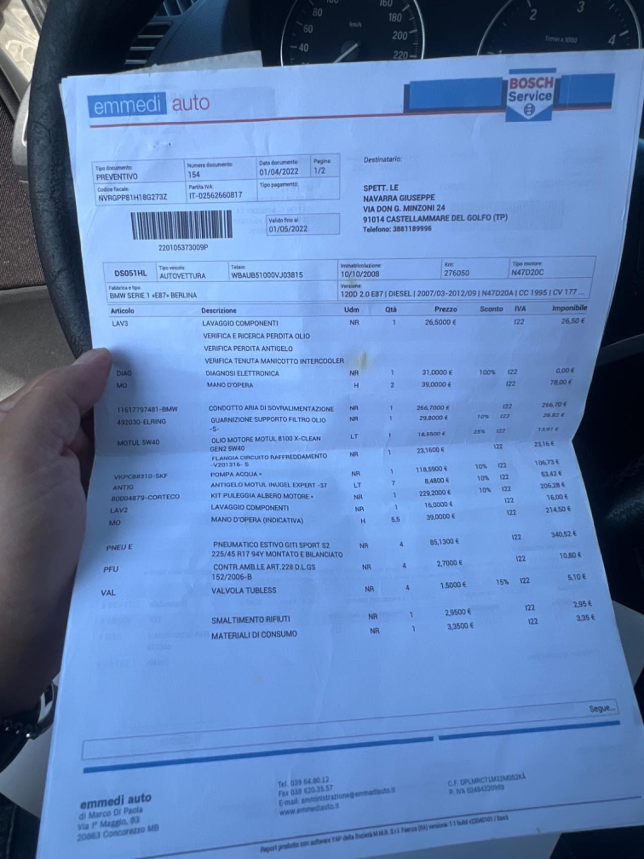 Bmw 120 120d cat 3 porte Futura DPF