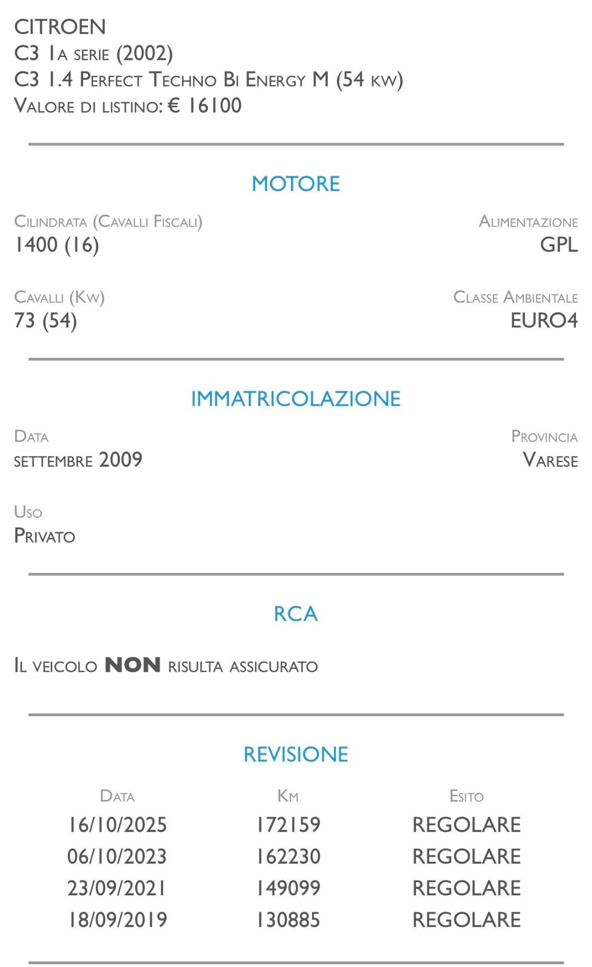 Citroen C3 1.4 Perfect Techno Bi Energy M - METANO - UNICO PROPRIETARIO