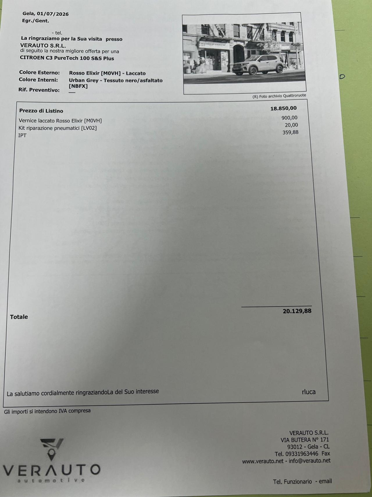 Citroen C3 PureTech 100 S&S Plus - possibilità noleggio no scoring
