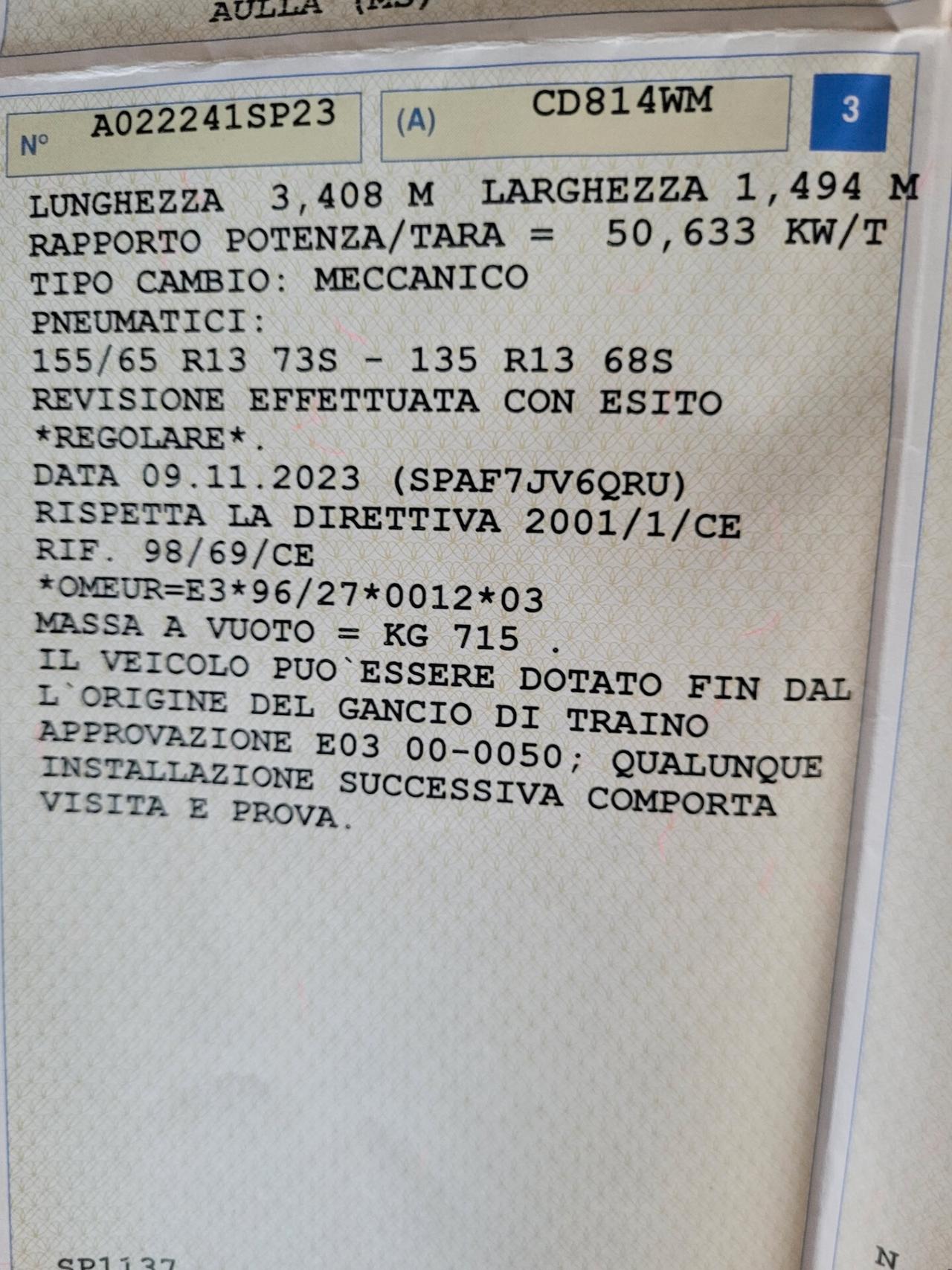 Fiat Panda 1100 i.e. cat KM 113 ORIGINALI