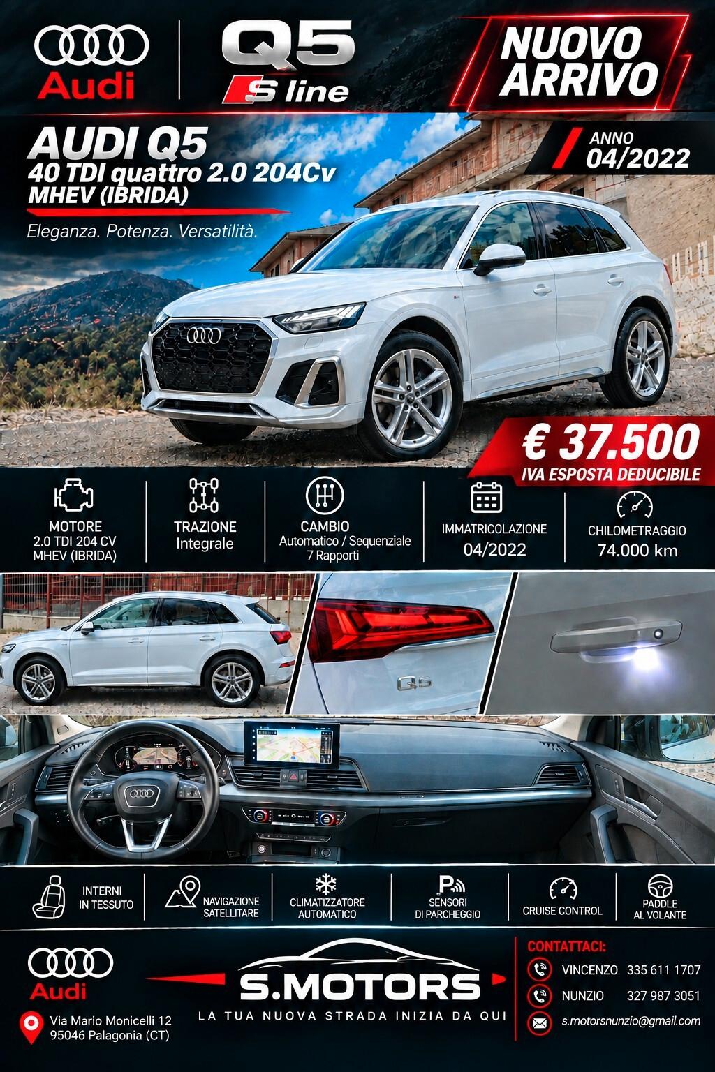 Audi Q5 40Tdi 204Cv Sline Solo74.000Km Come Nuova