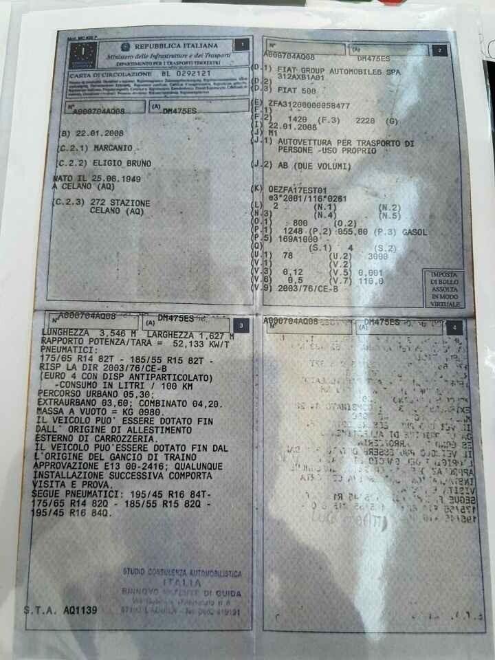 FIAT 500 1.3 MJET - INCIDENTATA - PER COMMERCIANTI