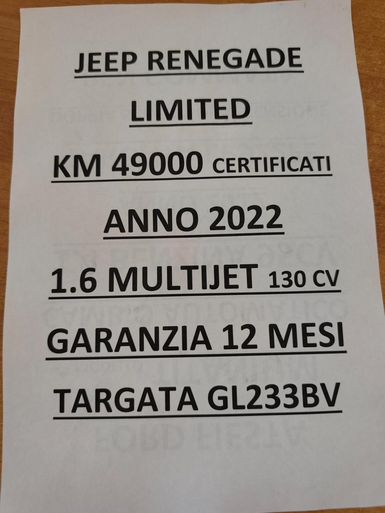 Jeep Renegade 1.6 Mjt 130CV KM 49000