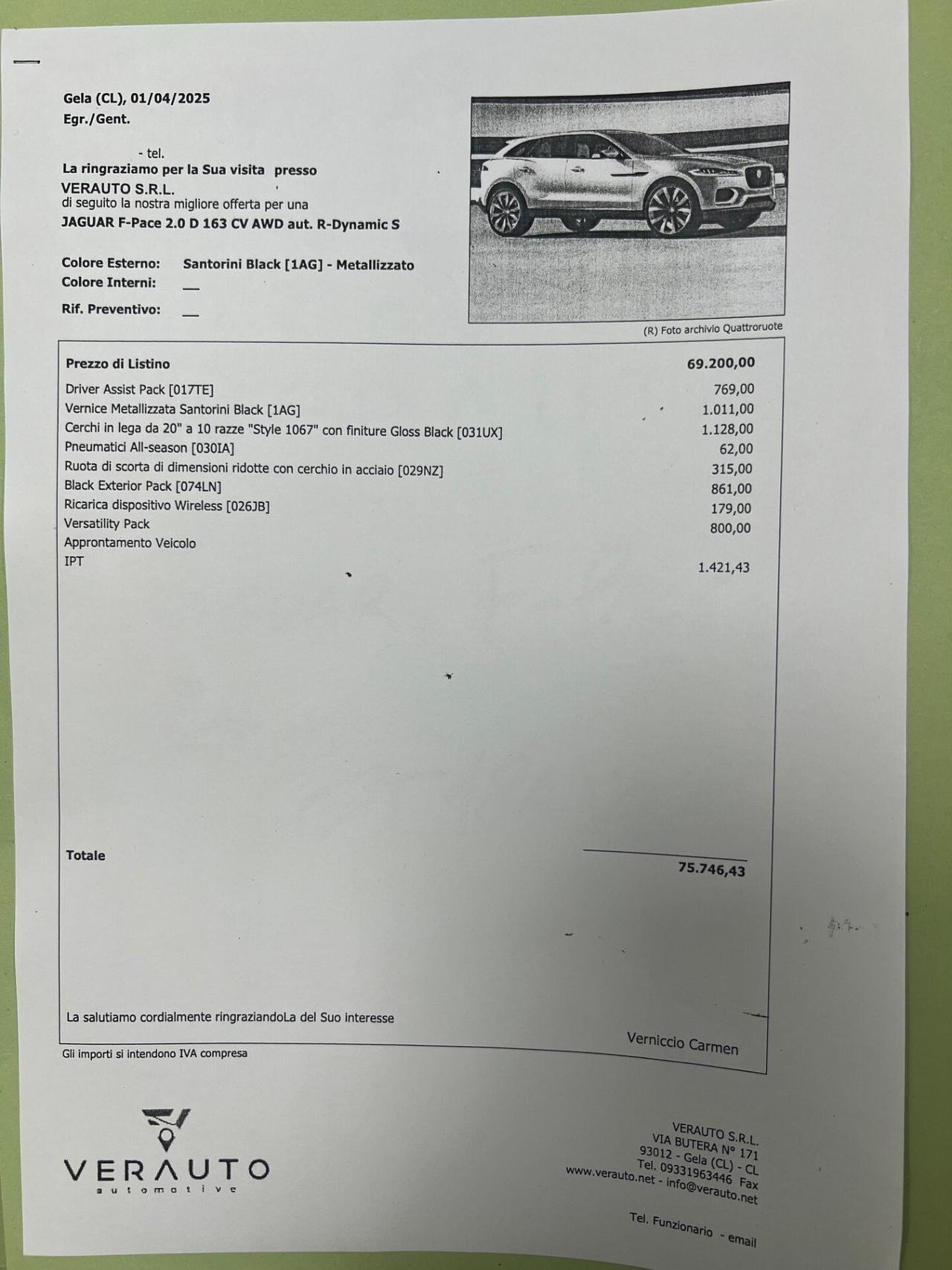 Jaguar F-Pace 2.0 D 163 CV AWD aut. R-Dynamic S - Anticipo €12.600 Noleggio no Scoring