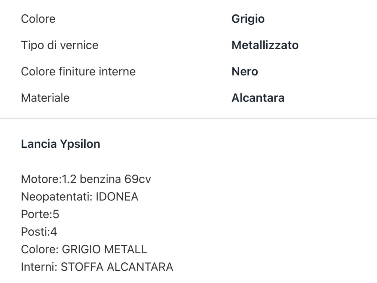 Lancia Ypsilon 1.2 69 CV 5 porte Platinum Si Neopatentati