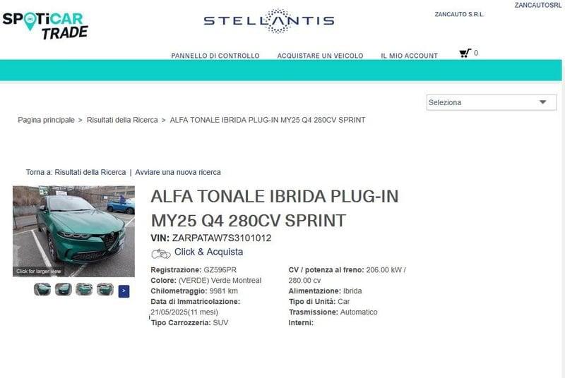Alfa Romeo Tonale 1.3 280cv Plug-in Hybrid AT6 Sprint Q4