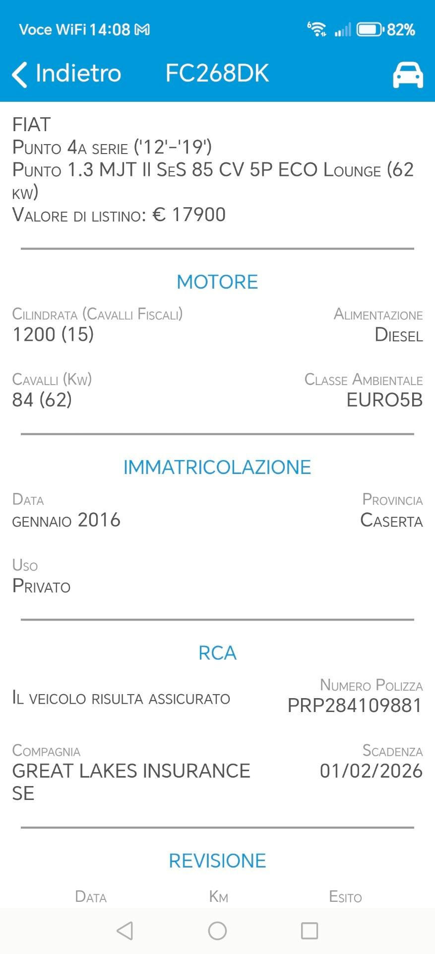 Fiat Punto 1.3 MJT II S&S 85 CV 5 porte ECO Lounge