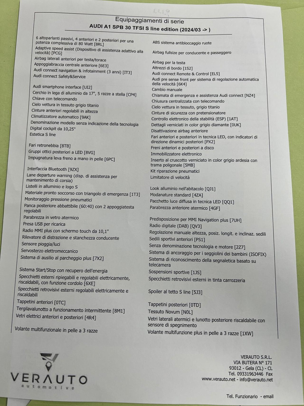 Audi A1 Spb 30 SLine possibilità noleggio no scoring