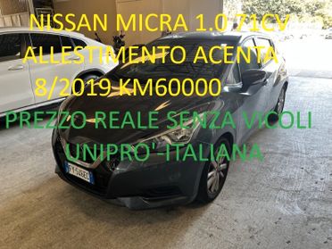 Nissan Micra 1.0 72CV ACENTA **PREZZO REALE**UNIPRO'**GARANZIA