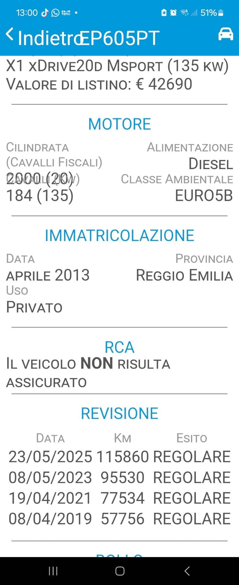 Bmw X1 xDrive20d Sport Line KM 123000