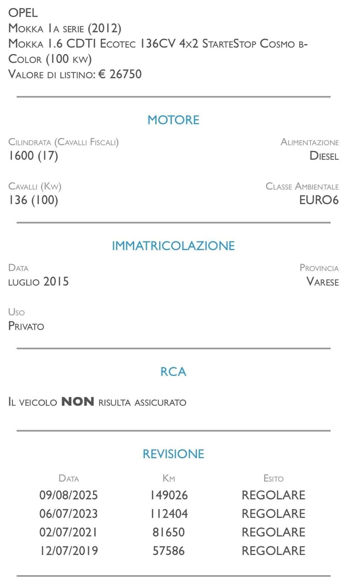 Opel Mokka 1.6 CDTI Ecotec 136CV 4x2 Start&Stop Cosmo b-Color - UNICO PROPRIETARIO