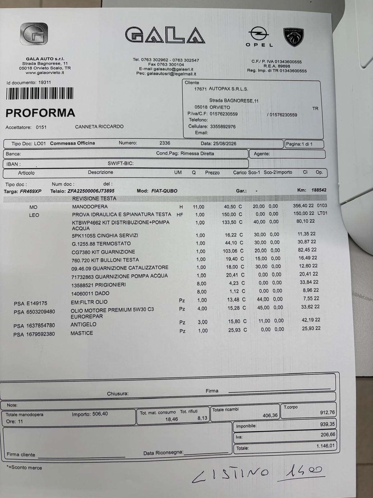 FIAT QUBO ANNO 2018 BZ METANO ADATTA NEOPATENTATI KM 188 MILA
