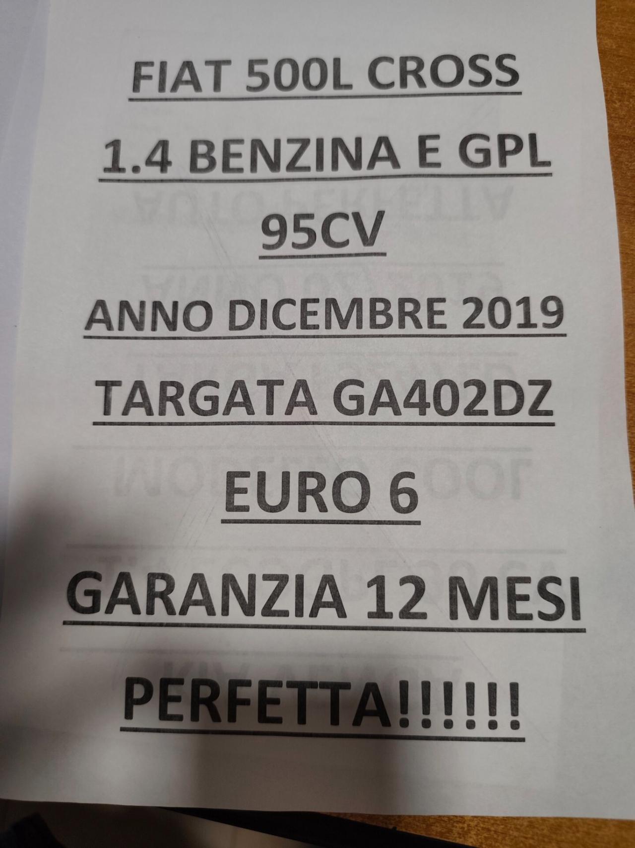 Fiat 500L 1.4 95cv CROSS BENZINA E GPL