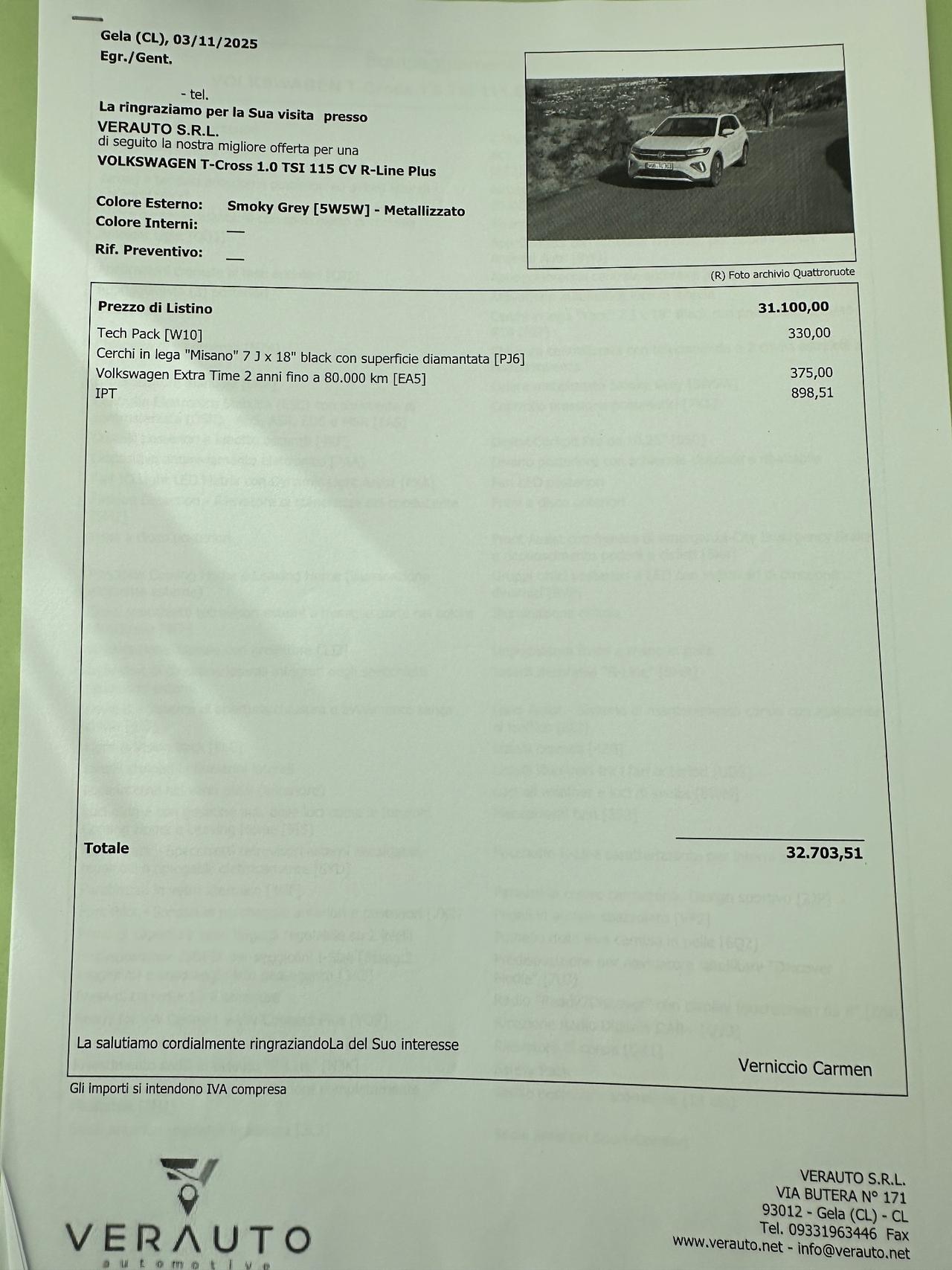 Volkswagen T-Cross R-Line 115cv possibilità noleggio no scoring