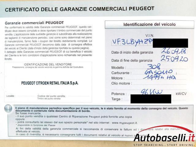 PEUGEOT 308 1.5 BLUEHDI 130CV GT LINE, NAVIGATORE, RETROCAMERA